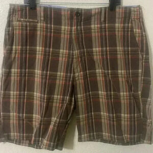 Chaps Brown Plaid Shorts Size 38.